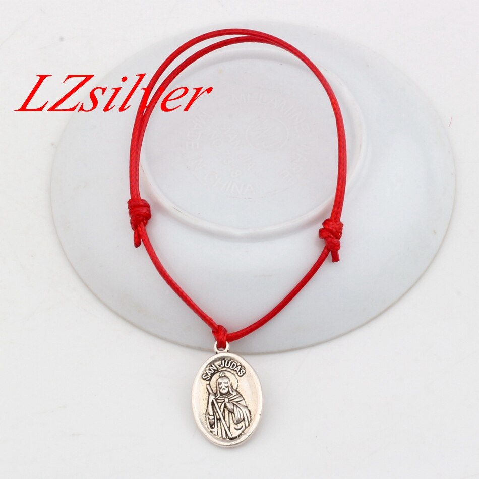 Heißer! 1 stücke Einstellbar Armbänder Rot Wachse seil Zink-legierung San Judas Charme Einstellbar Armband B-31: Default Title