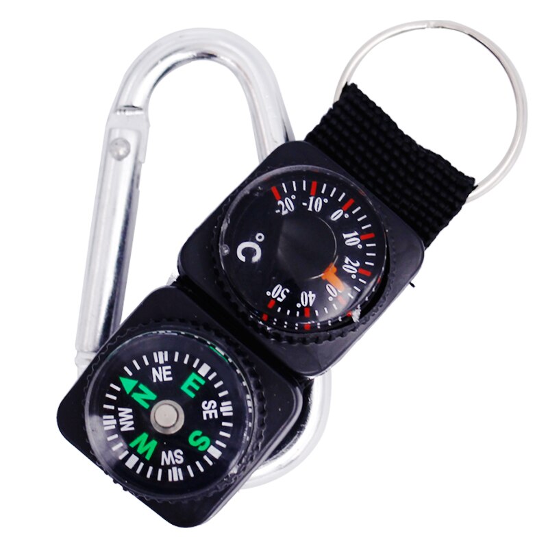 Mini nyckelring multifunktion camping kompass termometer utomhus klättring temperatur testare hjälper överlevnad enhet 40% av