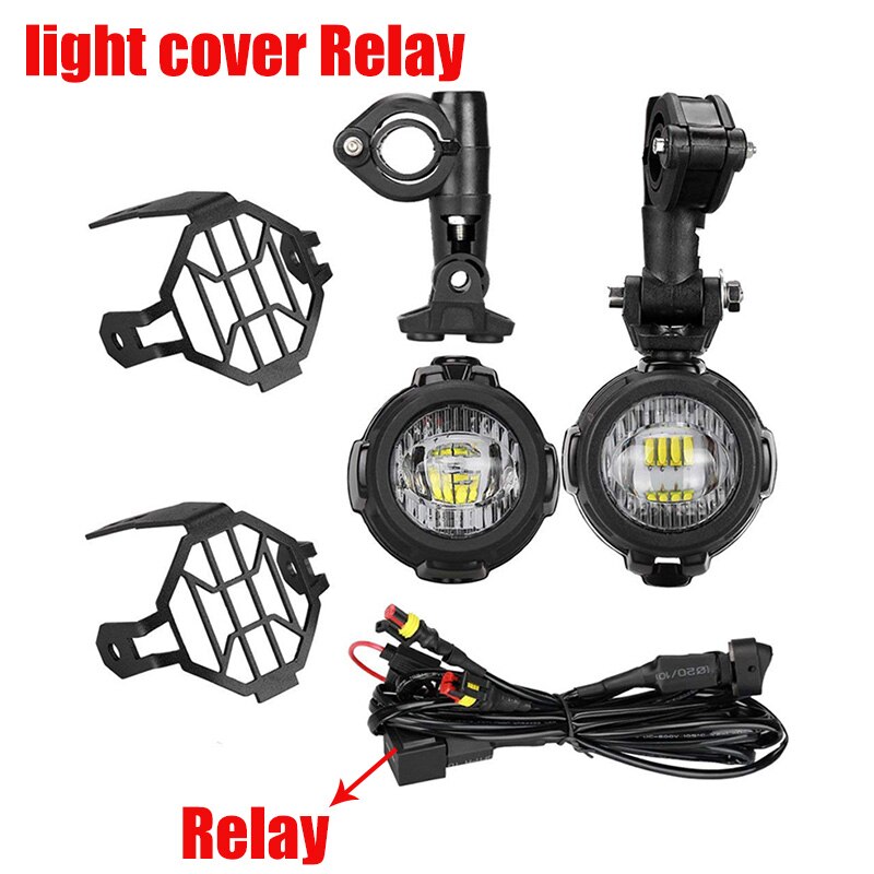 Motocycle Fog Lights For BMW Motorcycle LED Auxiliary Fog Light Driving Lamp For BMW R1200GS/ADV K1600 R1200GS R1100GS: set 1 with relay