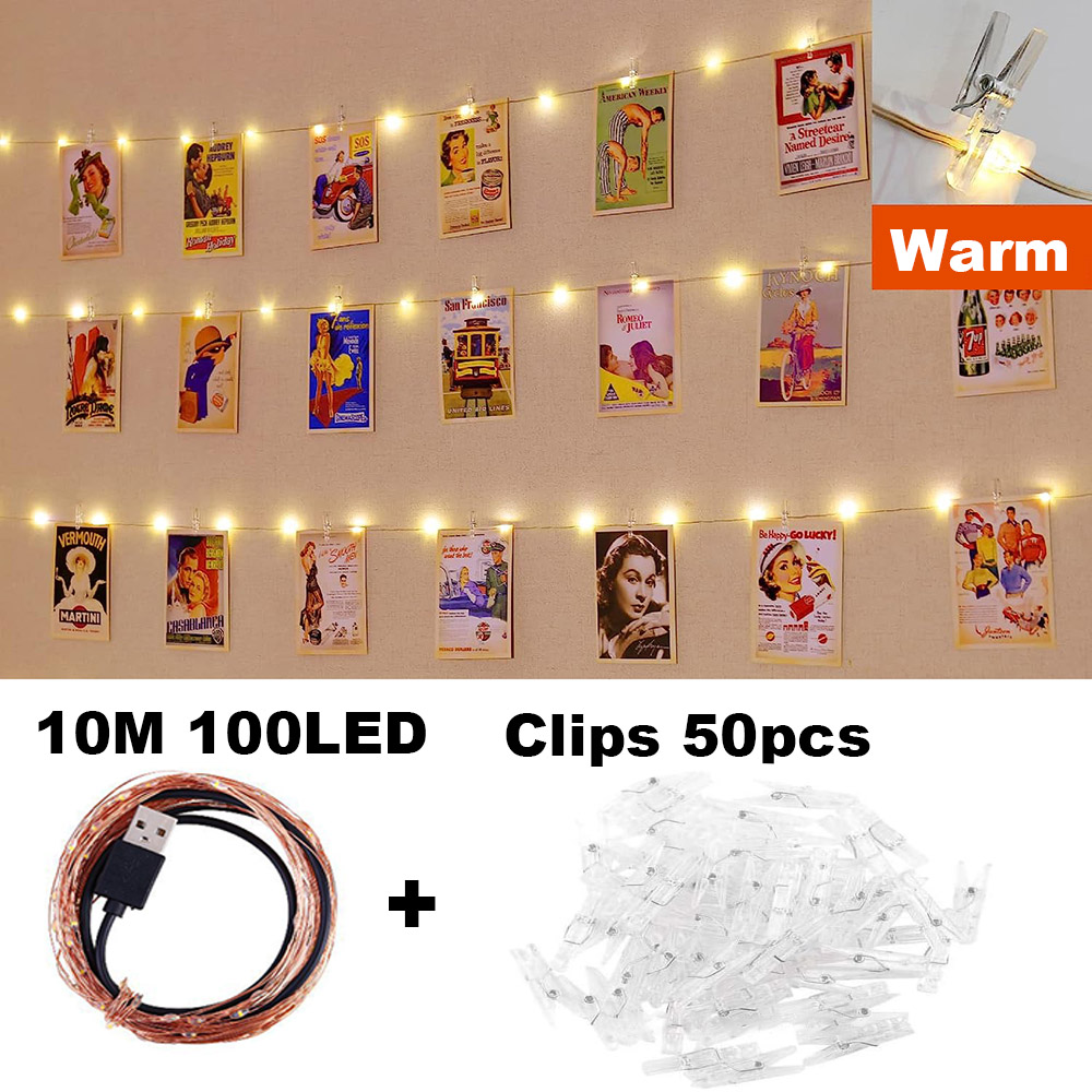 Photo Clip String Lights LED Fairy Lights Picture Clips USB Powered String Light with Clips for Bedroom Christmas Party Decor: changeable