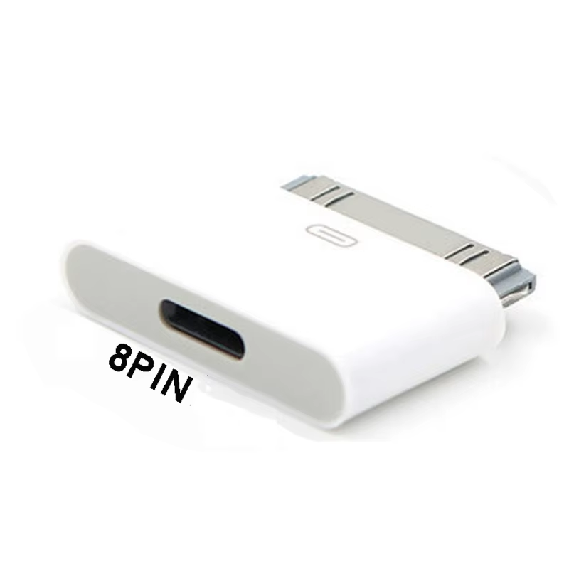 8Pin Stecker auf 30 Pin Buchse Lade Sync Beleuchtung auf 30Pin Adapter für IPhone 4 4S IPad 2 3 IPod Touch Ladegerät Kabel Konverter: WHITE