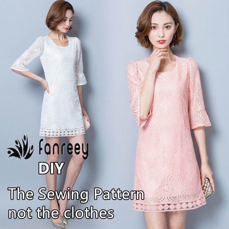 Ladies' Horn sleeve lace Dress Sewing Pattern Template Cutting drawing Clothing DIY M71