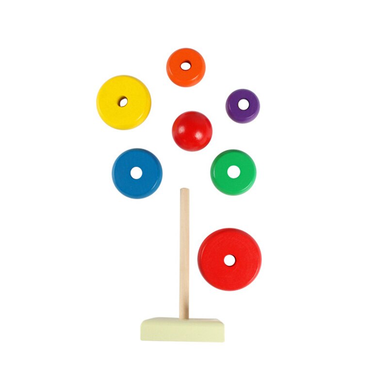 Anillo de madera apilado para bebés, anillo de madera de Color para bebés, juguetes de madera de colores para niños, de juegos divertidos de educación temprana para bebés chico chica