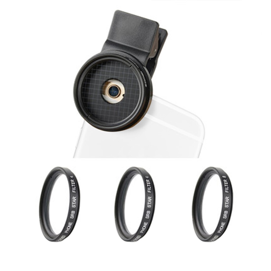 ZOMEi 37mm Clip Auf 3 in 1 Professionelle Handy Kamera Stern Kreuz Twinkle Filter Lens Kit 4 Punkte + 6 punkte und 8 Punkte: Default Title