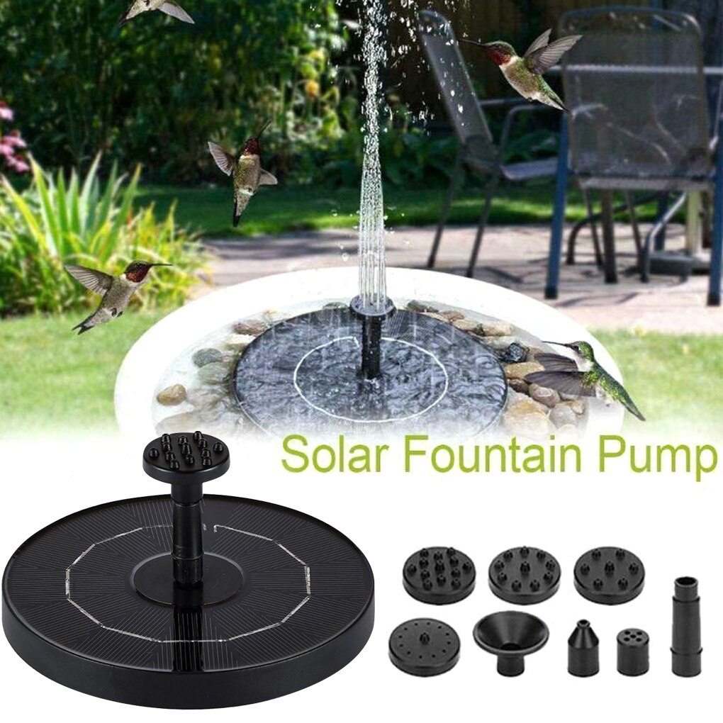 Solar Powered Water Fountain Pond Pool Patio Decorative Water Sprinkler with 4 Nozzles