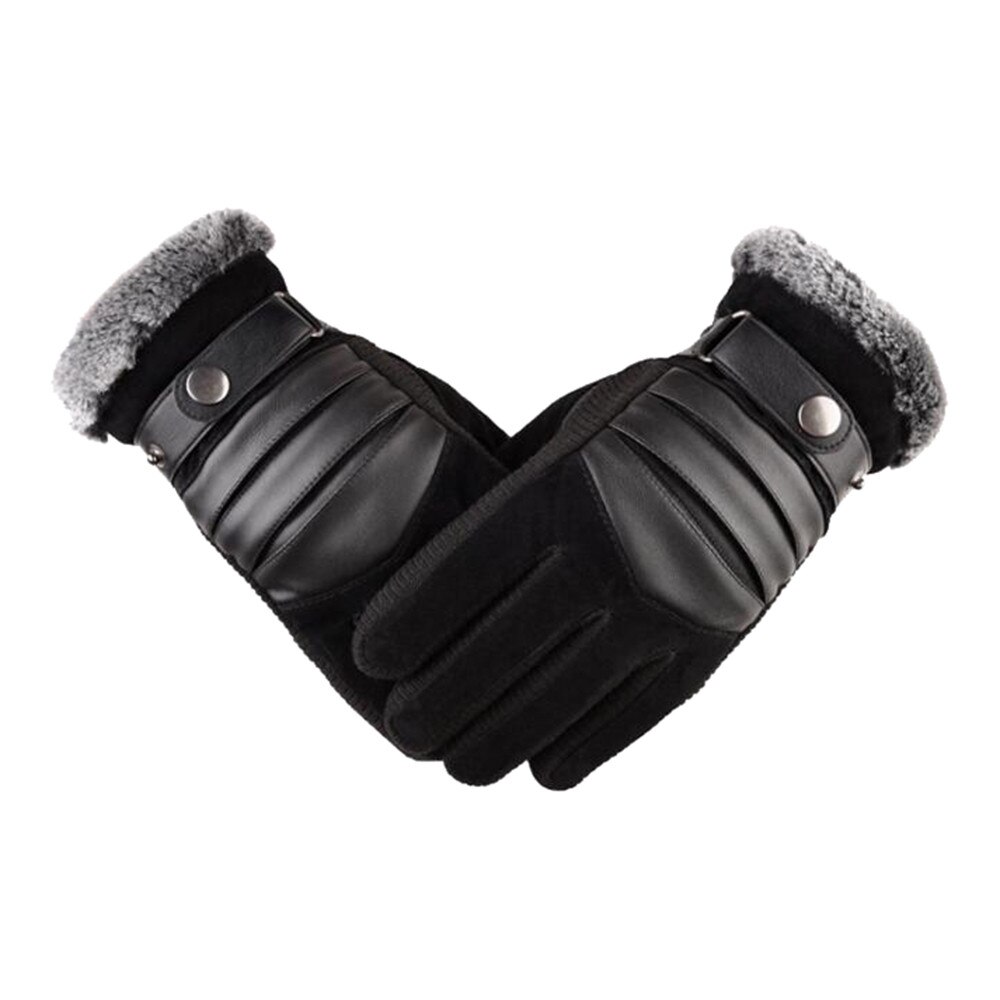 Mannen Lederen Handschoenen Winddicht Thermische Warm Touchscreen Handschoen Winter Warme Wanten Plus Fluwelen Verdikking Handschoenen