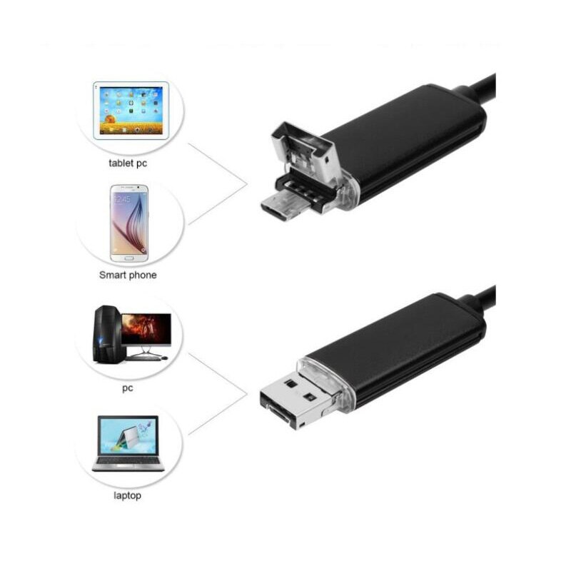 2 In 1 Endoscoop 2MP 8mm HD Waterdichte Industriële Endoscoop 2/5/10M Harde Kabel USB endoscoop Detectie Spiegel Camera Voor Android