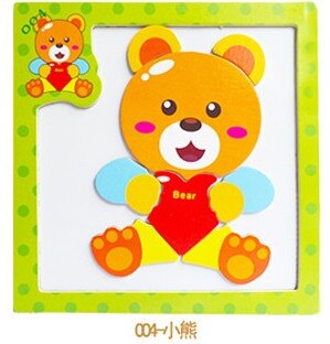 Holzspielzeug 3D Magnetische Puzzle Holz Baby Spielzeug Tiger/Bär Frosch Cartoon Tiere Kühlschrank Magnet Pädagogisches: Bear