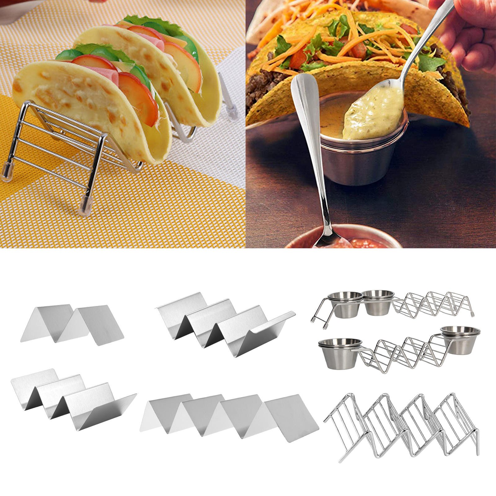 Taco Holder Stainless Steel Taco Rack Shell Taco Display Stand Plate Tray Food Holder Rack, Kitchen Cooking Tool