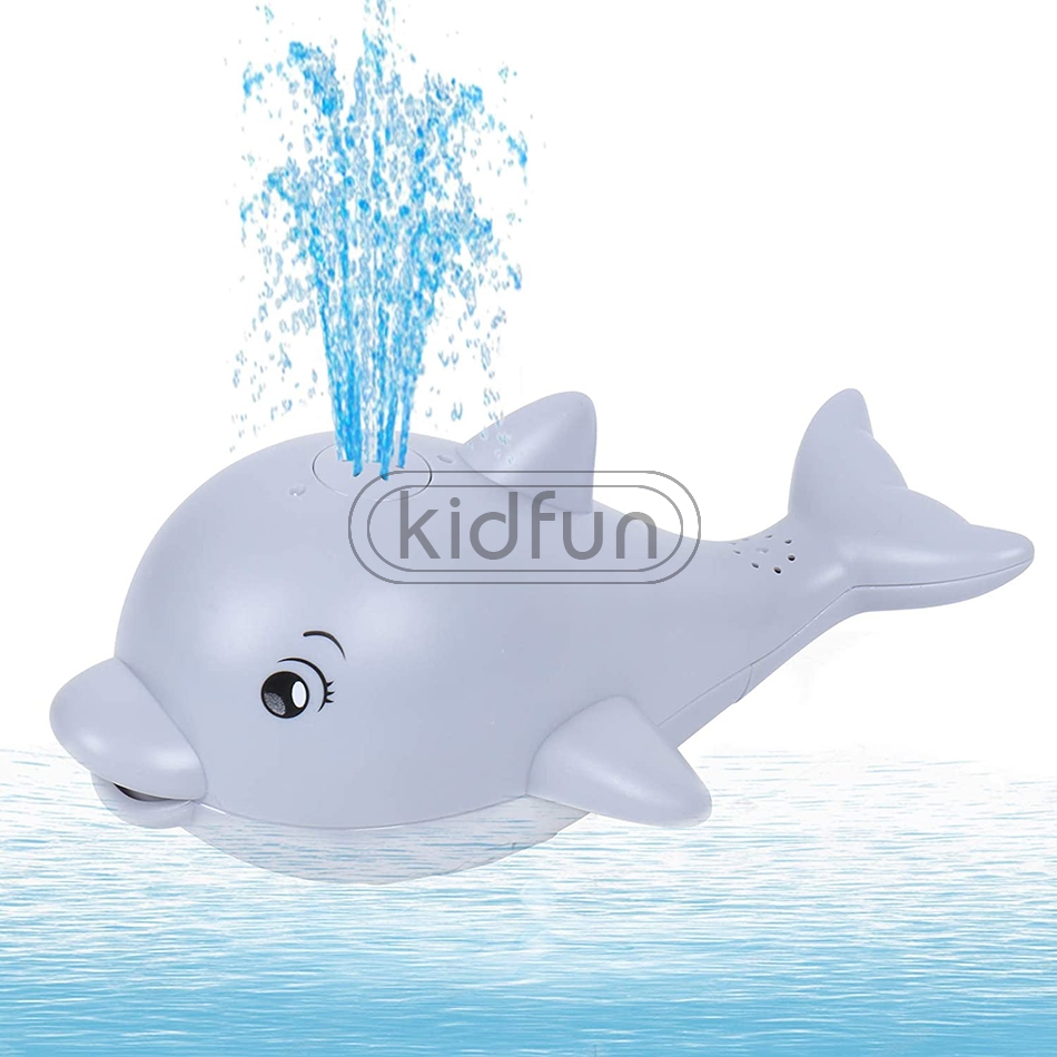 Baby Bath Toys Spray Water Whale LED Light Up Bath Toys for Kids Electric Whale Induction Water Spay Ball Bathroom Bathtub Toys: gray no base no box