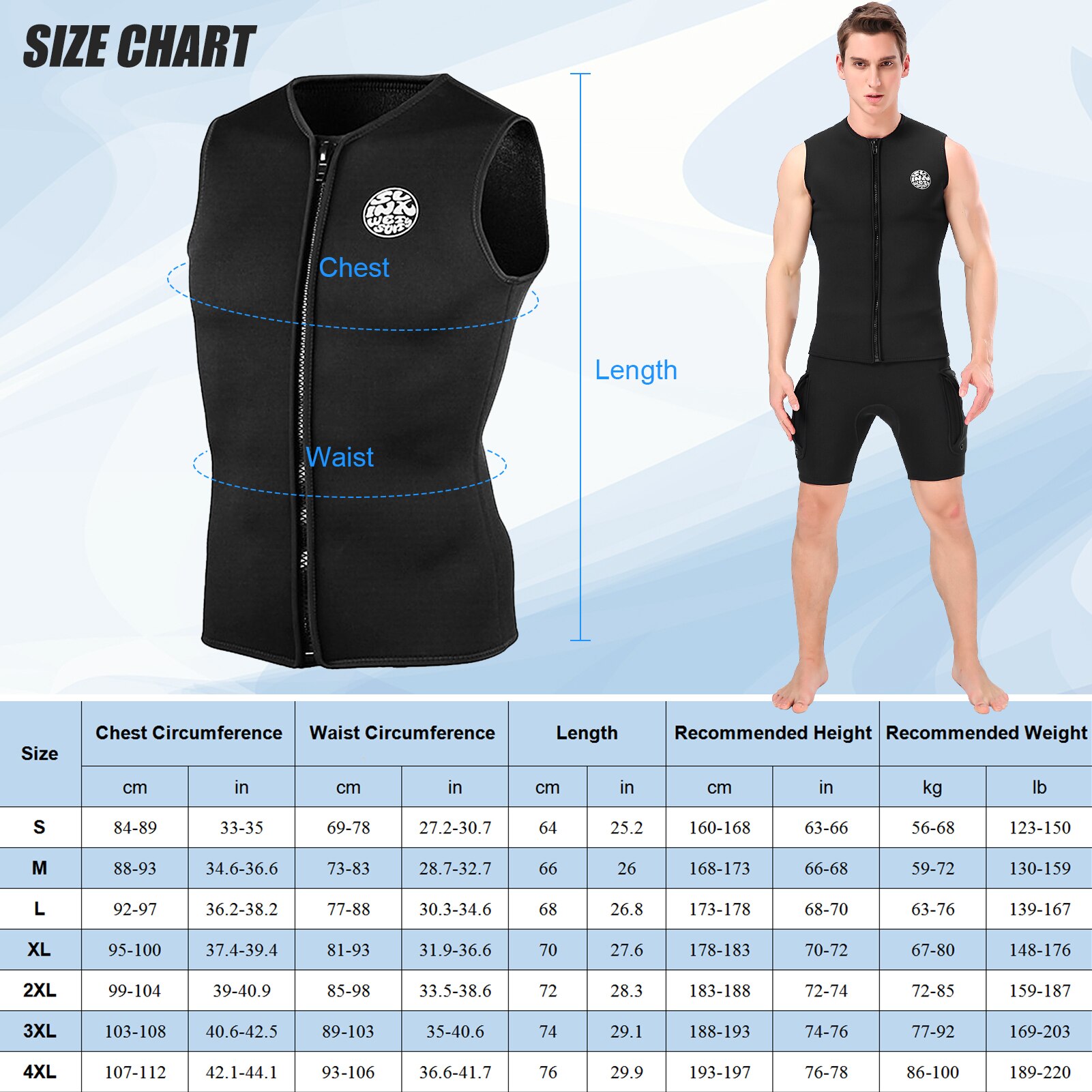 3Mm Neopreen Wetsuit Top Vest Jas Mannen Vrouwen Unisex Thermische Warm Mouwloos Vest Voor Duiken Surfen Zwemmen Zeilen