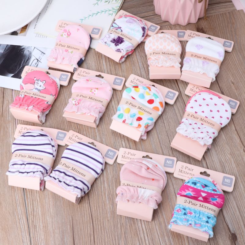 Gants anti-rayures pour bébés 2 paires | Gants de Protection pour nouveaux-nés, mitaines en coton anti-rayures MAR-20