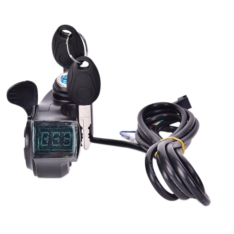 Electric Bike Half Wrist Throttle Grip Handle LED Display Indicator/Lock Key Knock Half Twist Throttle