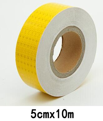 5cm x 10m naklejki odblaskowe rowerowe ostrzeżenie o bezpieczeństwie odblaskowa folia odblaskowa świecąca naklejka bar rower akcesoria: żółty