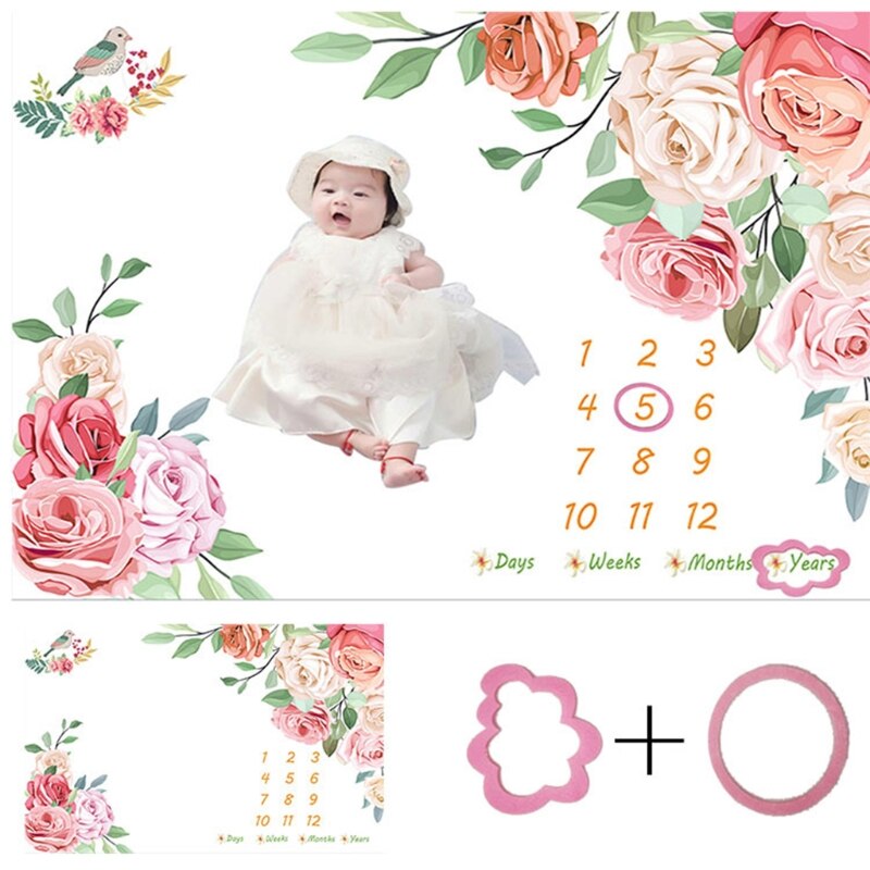 Milestone-Utilería de fondo para fotografía infantil, mantas, telón de fondo, calendario, accesorios de fotos para niños y niñas