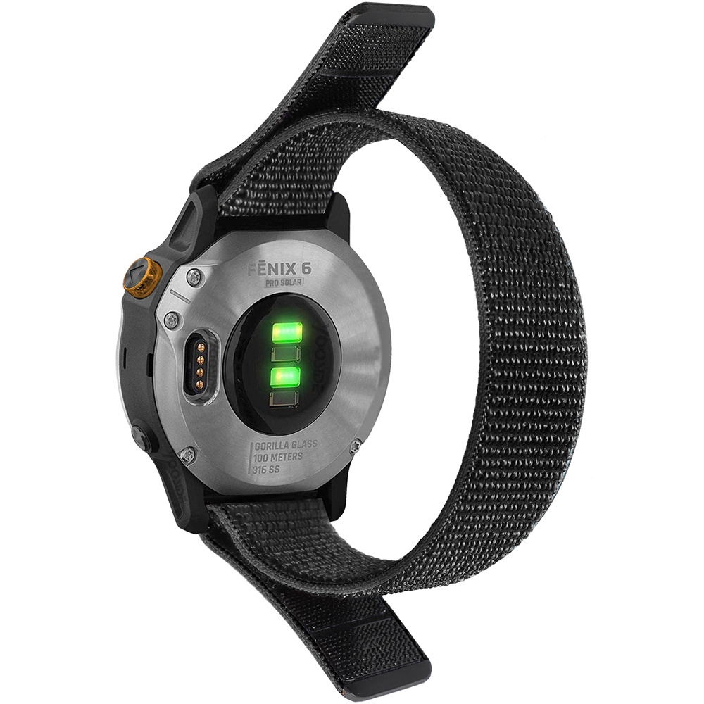 22Mm 20Mm Nylon Band Voor Garmin Fenix 6 5 6S 5S Pro Plus/Forerunner 935 945 Armband Klittenband Sneldrogende Horloge Band Correa: Black / For 22mm