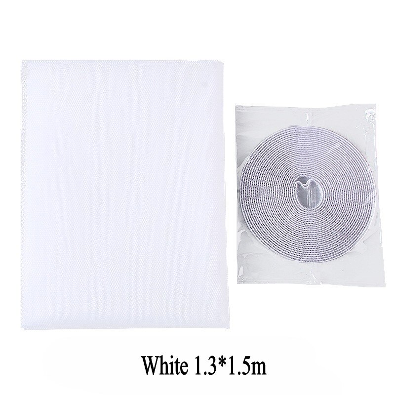 Door Window Screen Netting Inset Window Screen Mesh DIY Mesh Home Net Curtain Cut Netting Mosquito Net with Self Adhesive Velcro: White-1.3x1.5m