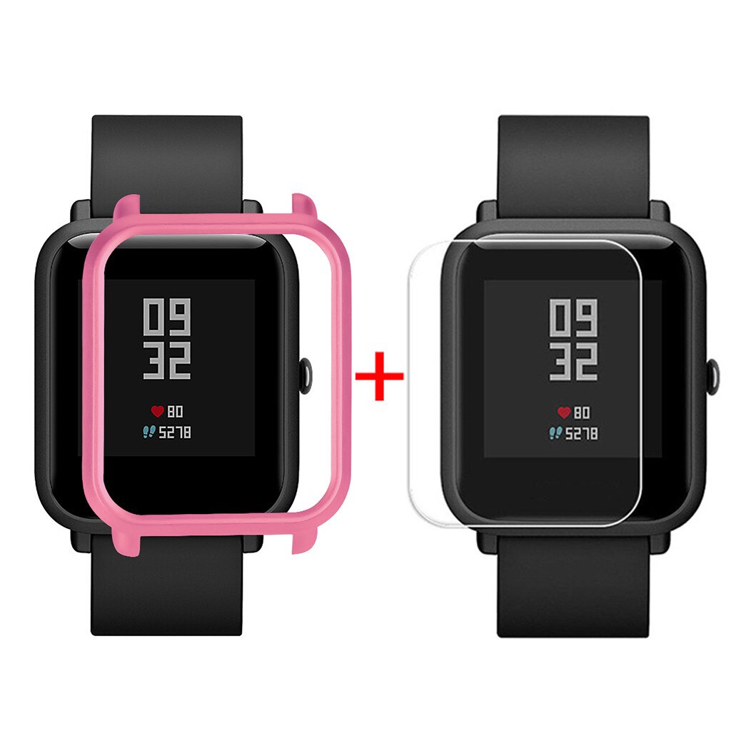 Kotelon kuori huami amazfit bip youth lite -kuorille näytönsuojakalvolla de pantalla ochrona ekranu naarmuuntumaton: H