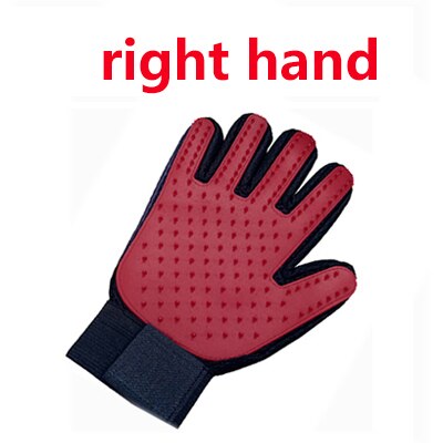 Guante para mascotas, guante para el cuidado del gato, guantes para Cepillar el pelo del gato, peine para perros para gatos, cepillo de masaje limpio para quitar el pelo: right Red