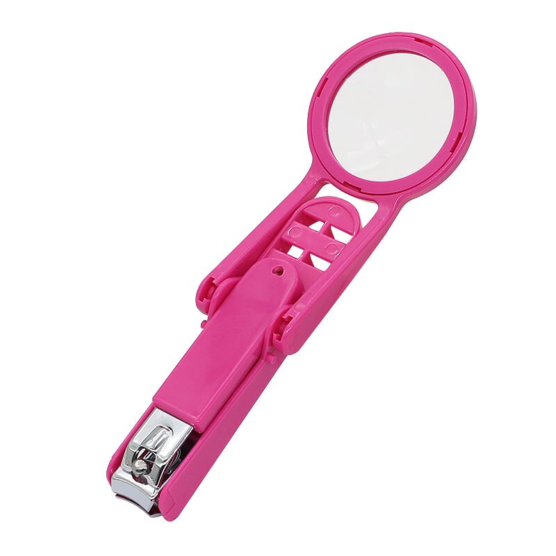 Portable Nail Clipper with Magnifying Glass Flip Magnifier Fingernail Cutter for Baby Old Man Finger Toe Manicure Pedicure Tool: Rose Red