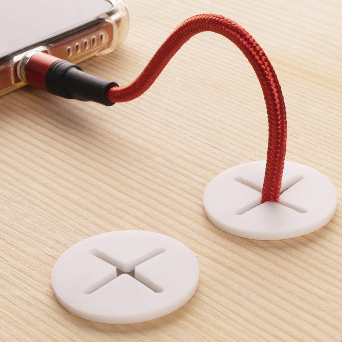 20 Pieces Flexible Silicone Cable Cord Grommets Rubber Grommets for Table,TV Console and Furnitures Hole Cover