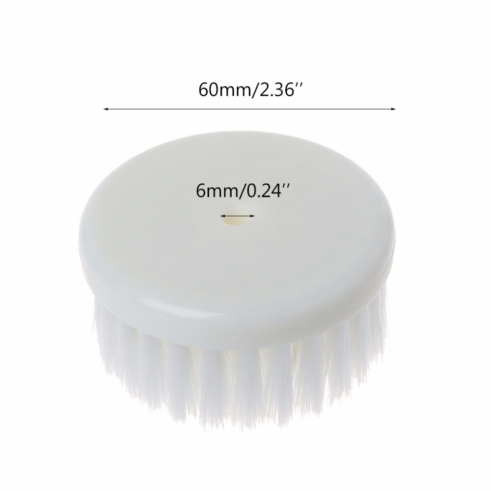 60mm hvide nanotråd + plastbørstehoved til rengøring af biltæppebadstof