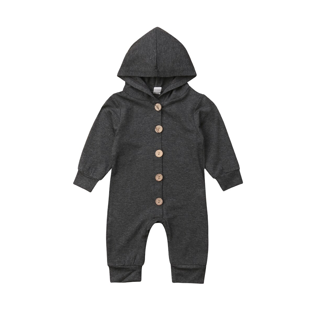 pudcoco Newborn Baby Boys Girls Unisex Autumn Solid+Striped Rompers Baby Kids Cotton Cute Clothes Romper Hooded Jumpsuit Outfits: Gray / 24M