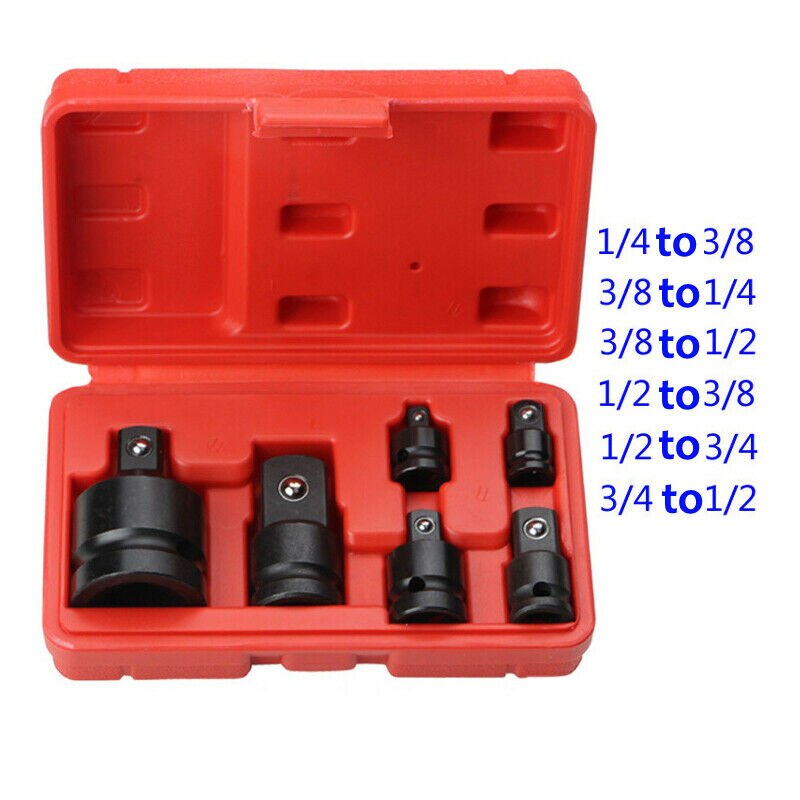 6 stuks slagdemper & hulsadapter dopsleutel 1/4 1/2 3/8 3/4 aandrijving lucht ratelsleutel aandrijfsleutelset