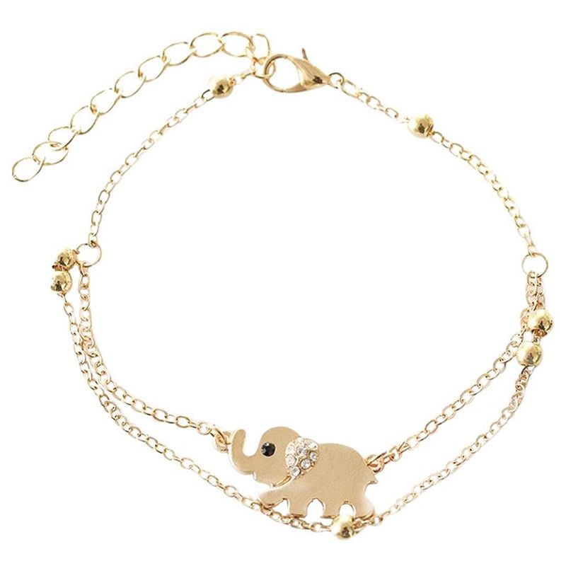 Pulseira de tornozelo elefante estilo simples pé jóias pulseiras praia jóias senhoras elegantes jóias para o verão (ouro)