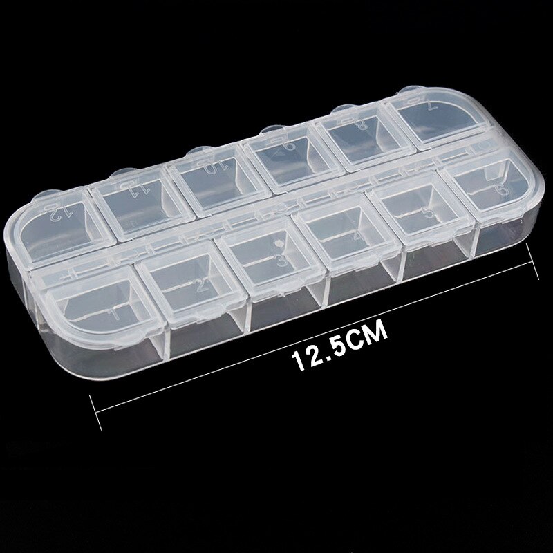12 zellen Nagel Kunst Dekorationen Lagerung fallen Leere Container Edelsteine funkeln Perlen Strass Lagerung Kasten