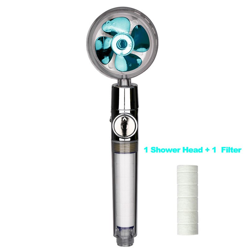 Fun Showerhead Propeller Driven Handheld High Pressure Water Saving Premium Turbocharged for Bathroom Showe Head: D
