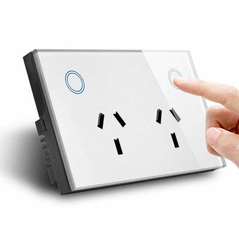 Touch Double GPO Glass Panel Power Point Wall Outlet Socket Switch 10AMP mobile phone control socket