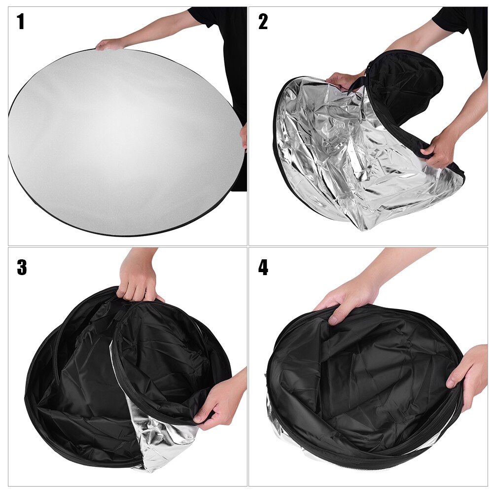 110cm/43 Inch Photography Light Reflector 5-in-1(Translucent/Silver/Gold/White/Black) Collapsible Studio Outdoor with Carry Bag