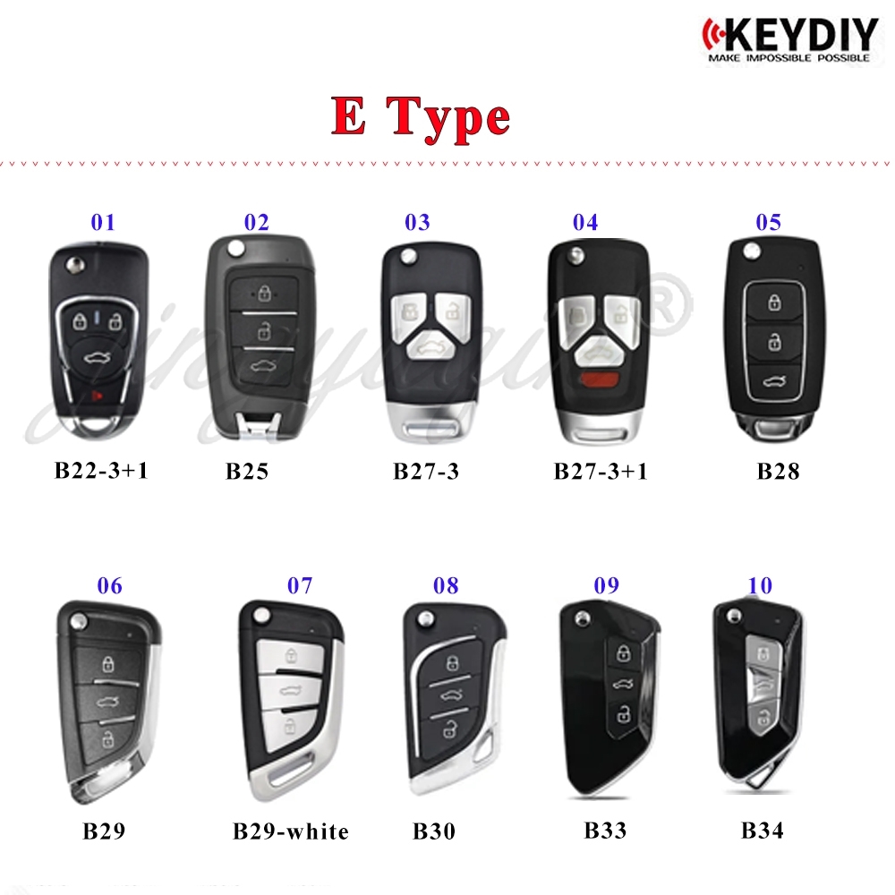 5pcs KEYDIY B Series KD Remote B01/02/04/05/07/08/10/11/12/13/15/16/18/20/21/25/28/29/30/33 for KD900 KD-X2 MINI Key Programmer: Red / 7 Buttons；6 Buttons