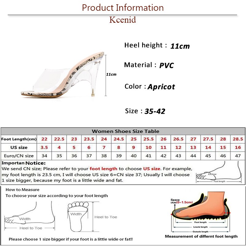Kcenid serpentine crystal heel slides clear PVC transparent slippers women shoes peep toe wedge high heels mules pumps