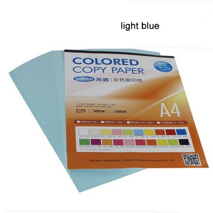 Copy printing color paper A4 100 sheets 80G Multicolors Handmade DIY paper Office School Supplies: Sky blue