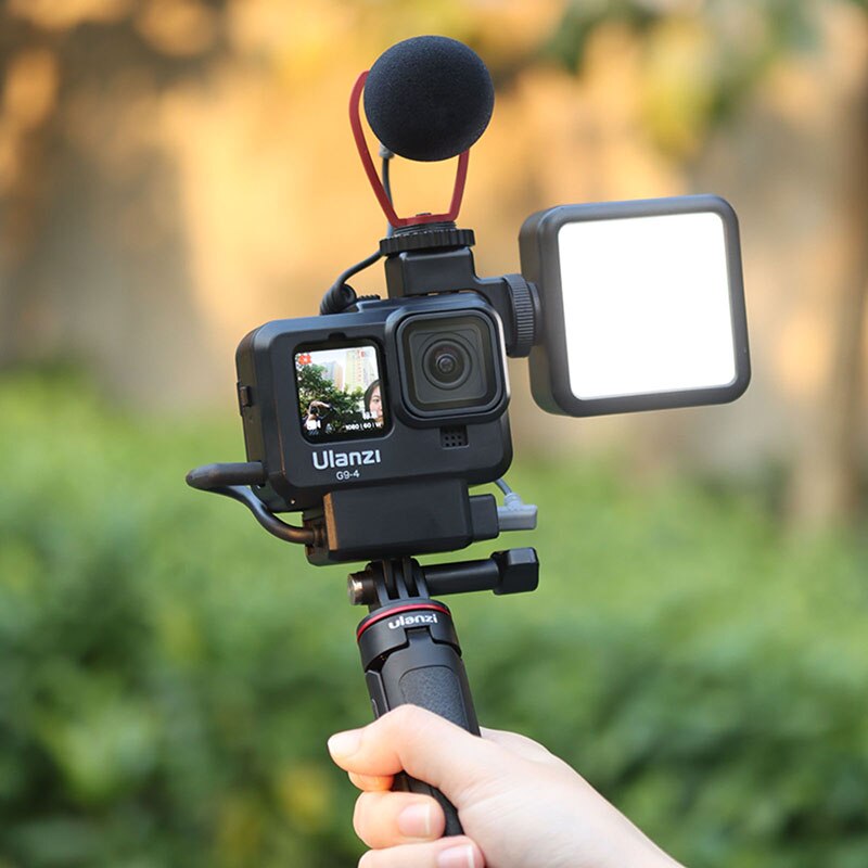 Ulanzi G9-4 for Gopro 10 9 Hero Black Plastic Vlog Case Cage Protective Housing 52MM Filter Adapter Ring Cold for Microphone