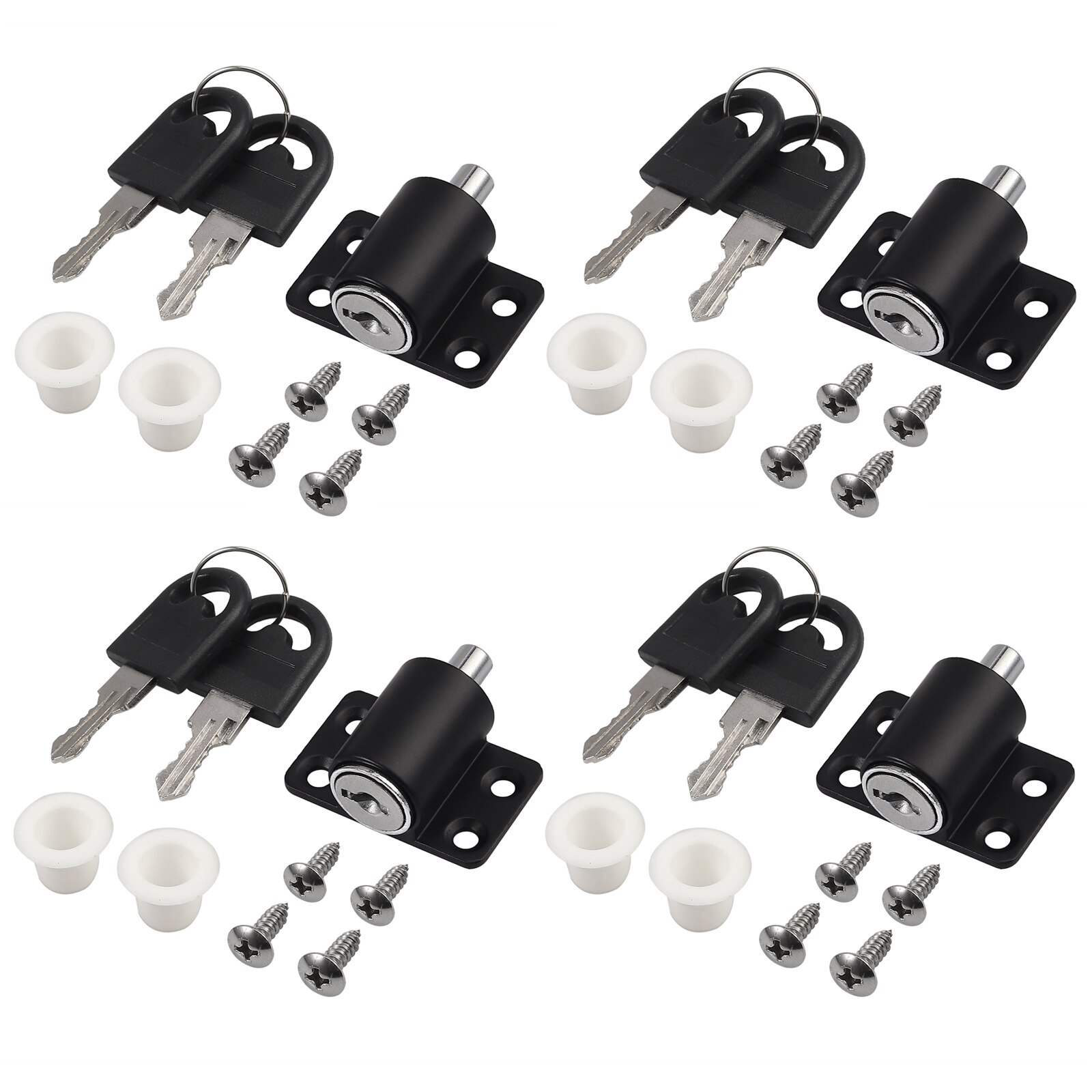 Neoteck-Juego de cierres para puerta corredera de Patio, cerrojo de seguridad antirrobo, color negro, blanco, plateado y blanco, 4 unidades