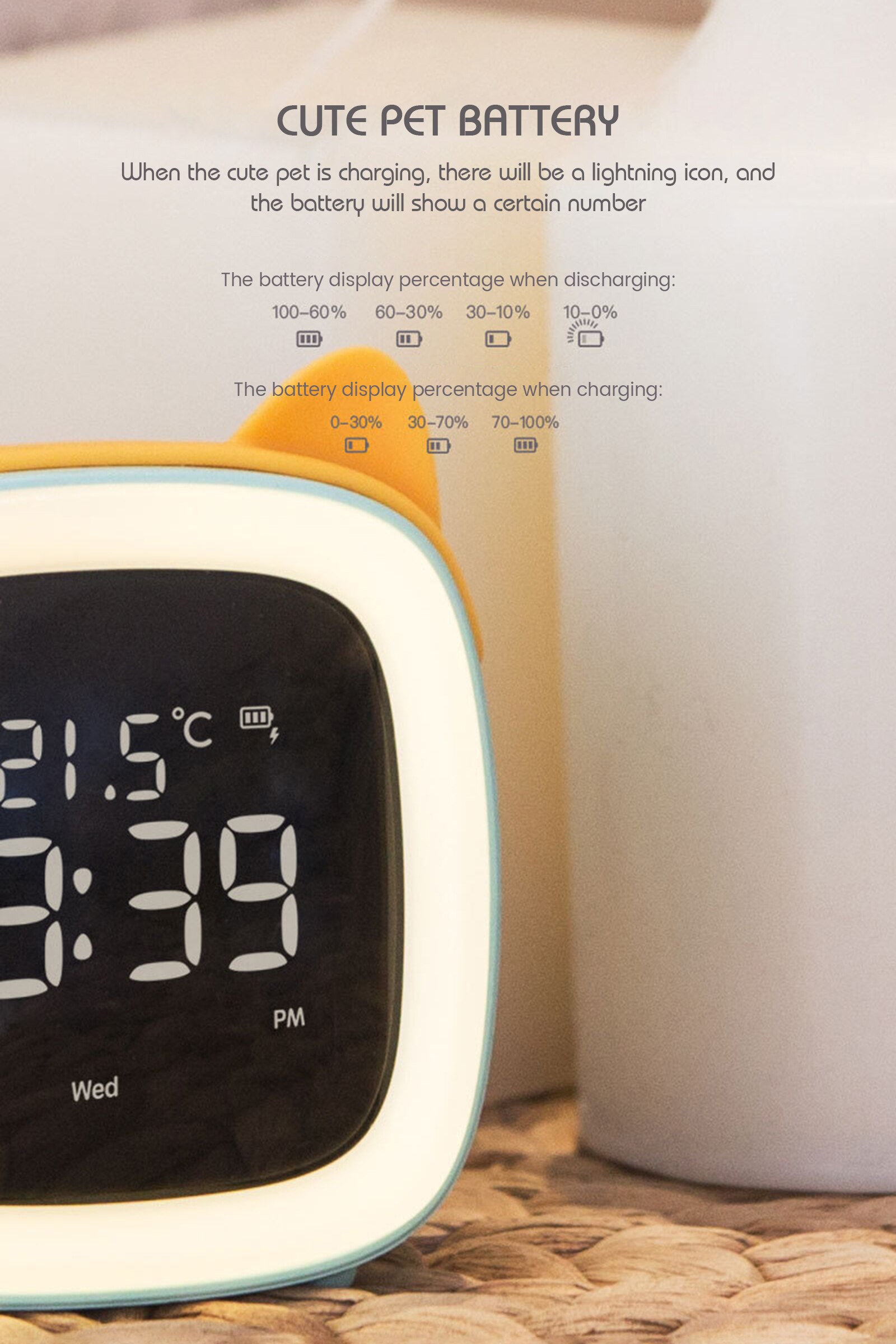 Cartoon Alarm Clocks Cute Tv Pet Kids Clock Multifunctional Digital Led Night Wake Up Light Table Clock Temperature Display