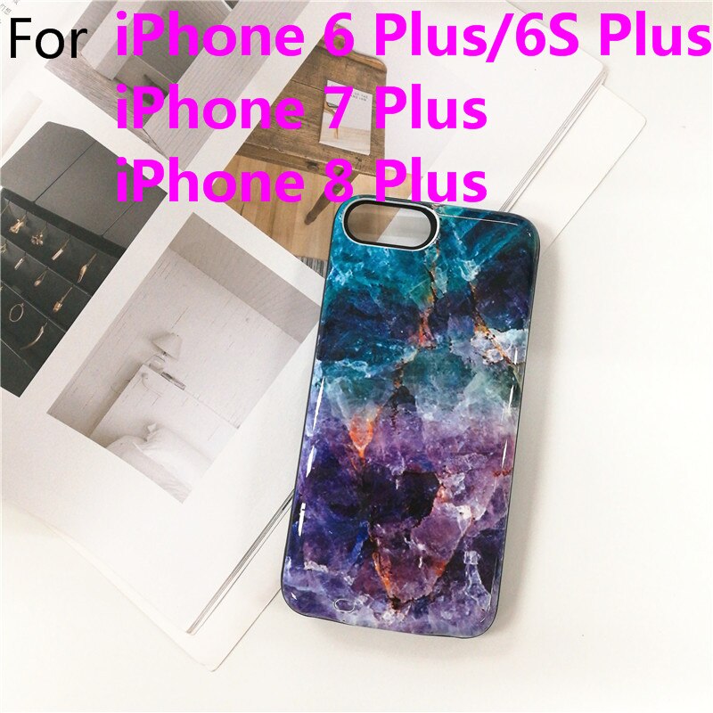 Coque de chargeur de batterie pour iPhone 7 8 6 6S Plus, étui de charge pour iPhone SE , banque d&#39;alimentation Portable mince, pierre de marbre multicolore: I7P-Purple