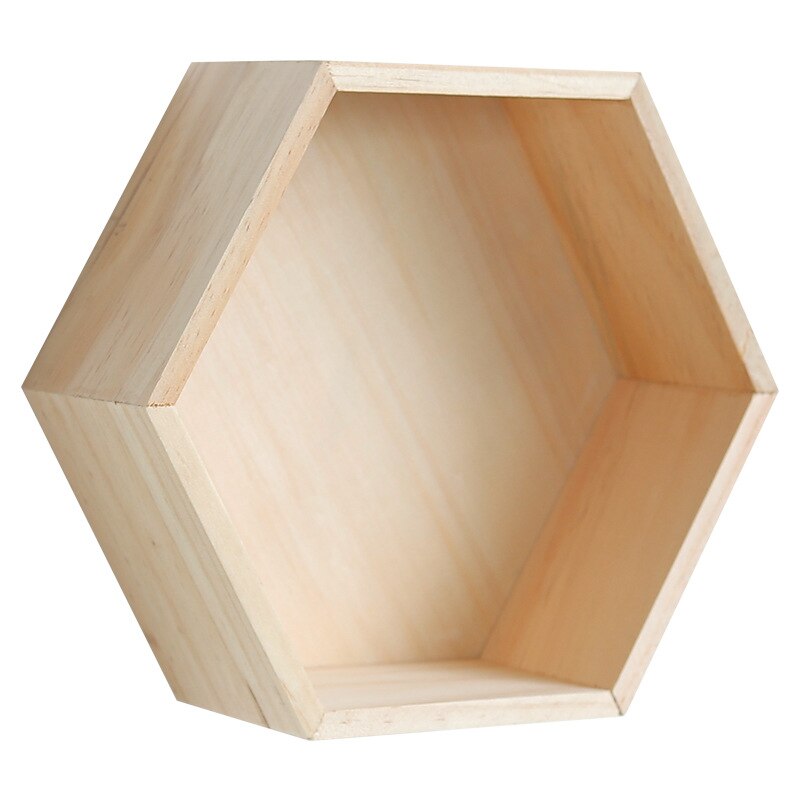 Hexagon nordisk flytande hylla trä hem tjejer sovrum väggdekoration blomställ display förvaringstillbehör
