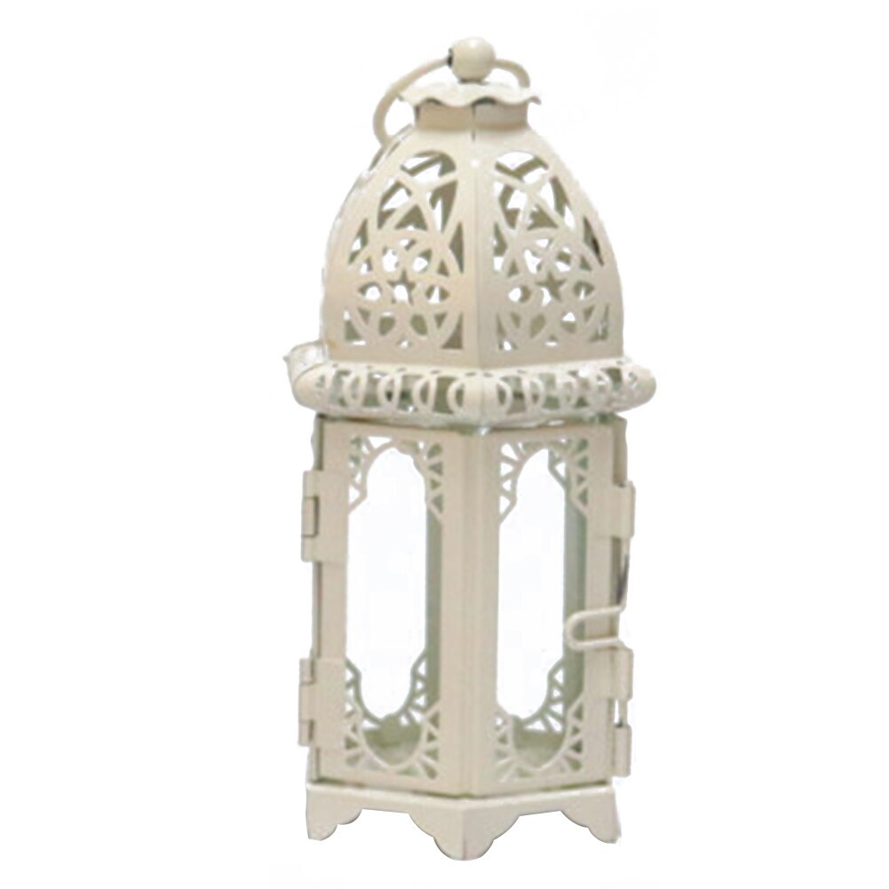 Marokkanske lanterne votive lysestage hængende lanterne nogensinde fest bryllupsdekoration vintage lysestager jern glas lanterne lampe: Hvid gennemsigtig