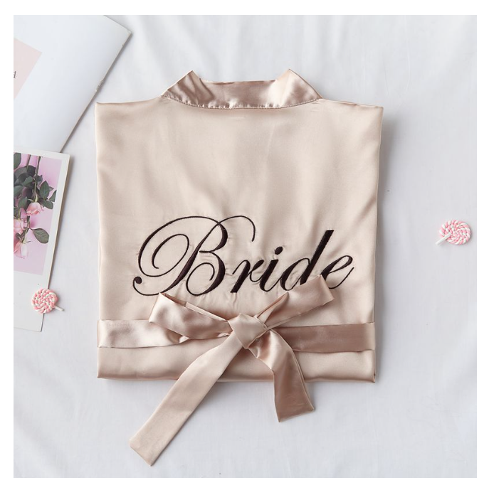 Bride To Be Team-bata de satén y seda para novia, batas de dama de honor para boda, despedida de soltera, de despedida de soltera, decoración de boda: XL / Negro
