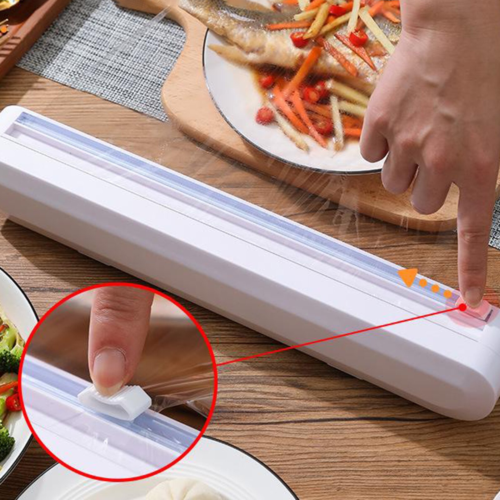 Diy Vershoudfolie Opslag Houder Restaurant Plastic Cutter Te Snijden Keuken Afdichting Eten Wrap Dispenser Cutting Doos
