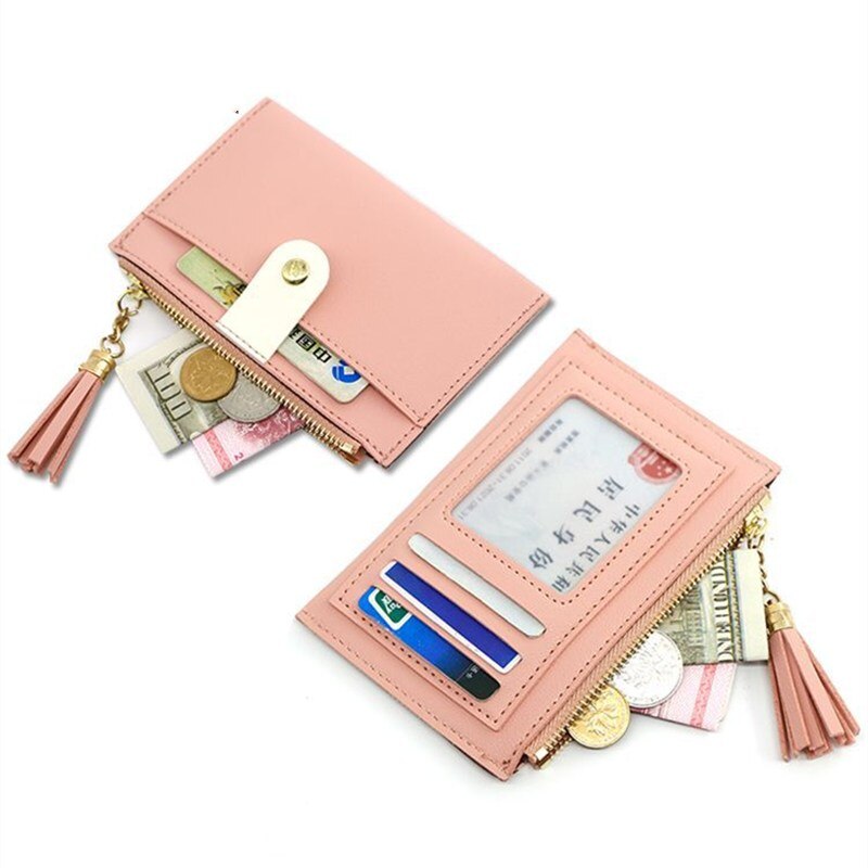 Purdored 1 pc mini tassel titular do cartão de crédito das mulheres pequenas caso do cartão de crédito do plutônio feminino zíper fino mini bolsa da moeda das senhoras cartão carteira