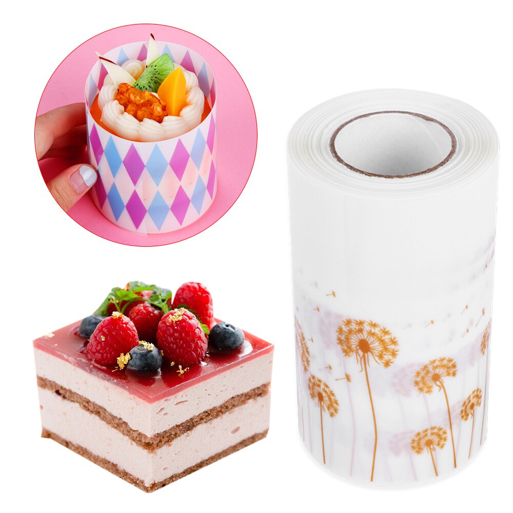 1 ROLL Transparante Mousse Cake Dessert Omliggende Hard Begrensd Decoratieve Vel Voedsel Film Rond Cake Randen OPP Plastic Band