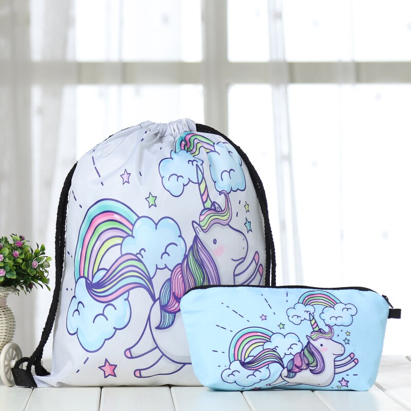 Nova fábrica saco de ombro das mulheres unissex saco de ombro dos homens de impressão de unicórnio