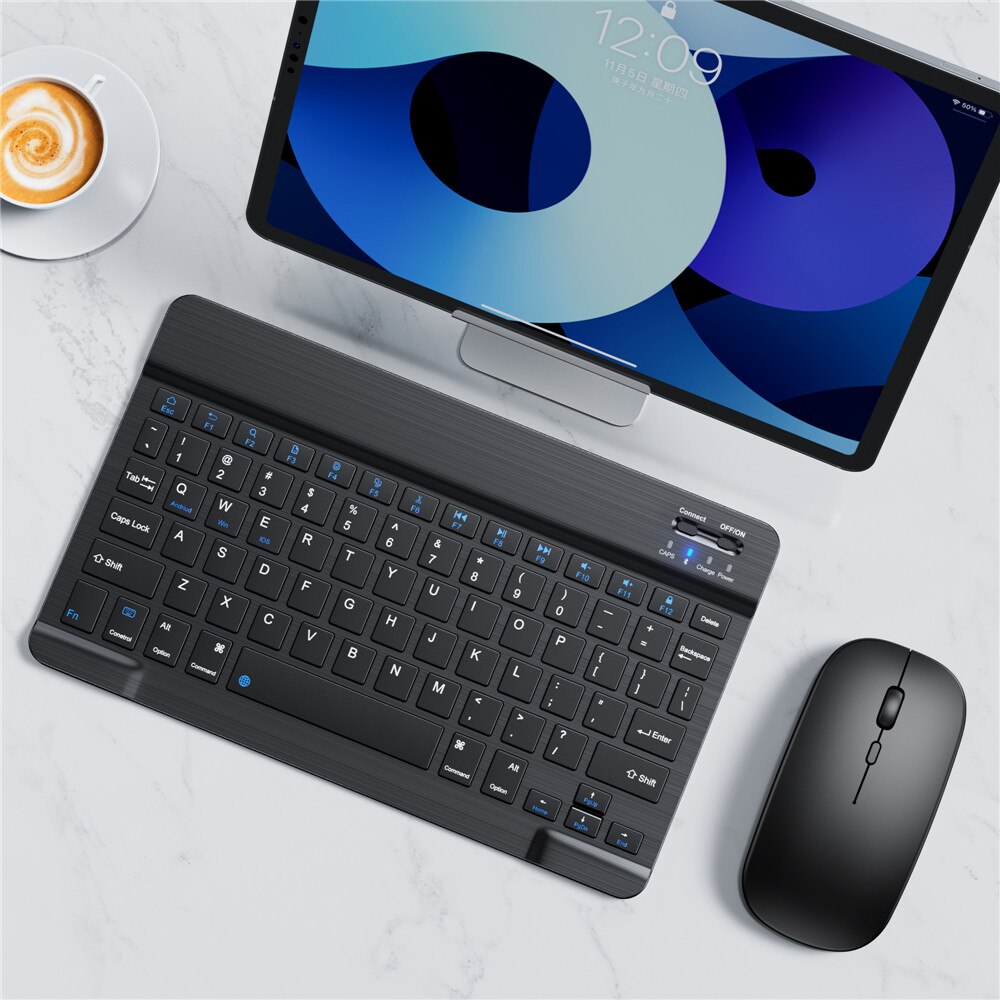 Keyboard Bluetooth Keyboard and Mouse Wireless Spanish Russian Mini Keyboard for Tablet ipad 8 Air 4 10.2 Pro 9 11 12: 10 in English Set
