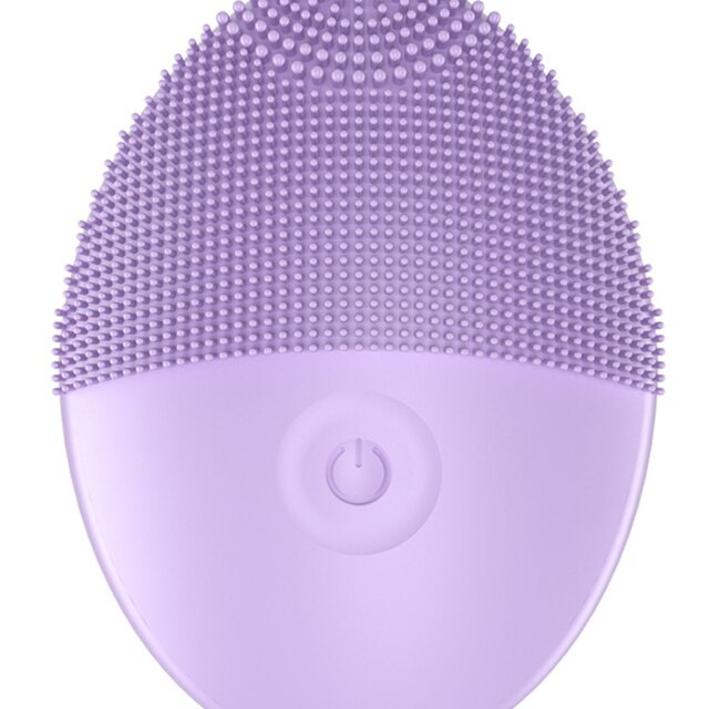 2020 nuova spazzola per la pulizia del viso in silicone mini massaggio elettrico strumento per la pulizia del viso impermeabile spazzola per la pulizia dei pori del viso profondo morbido: play viola