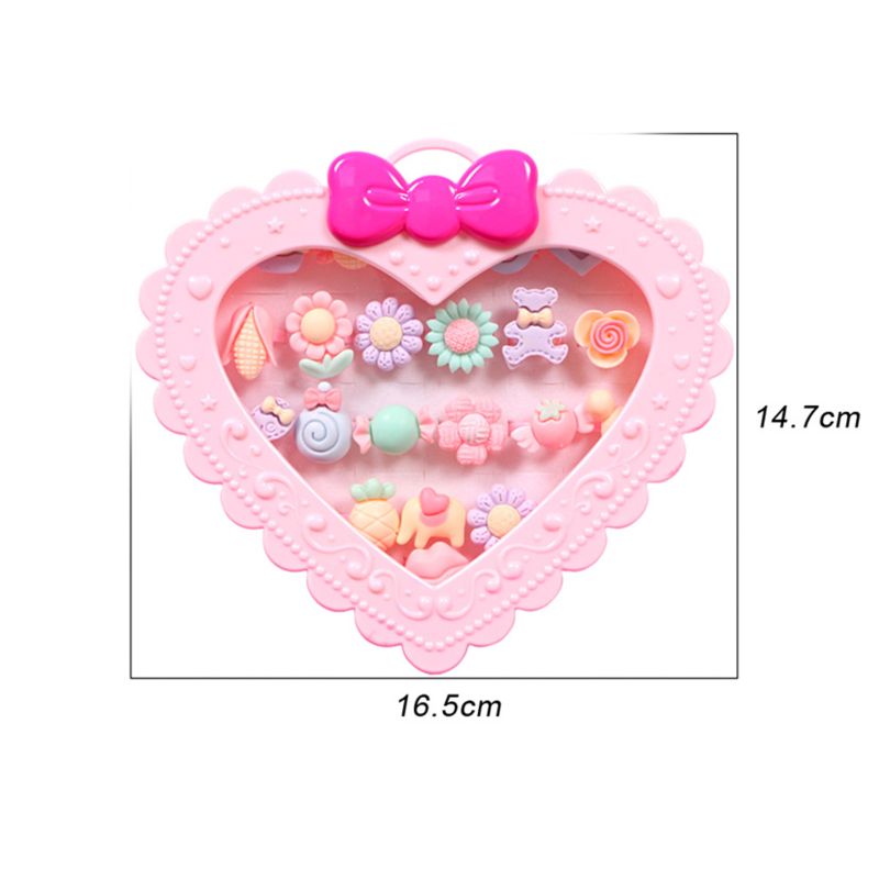 20pcs Girl Warm Color Rings With Bow Tie Box Princess Jewelry Fancy Kids